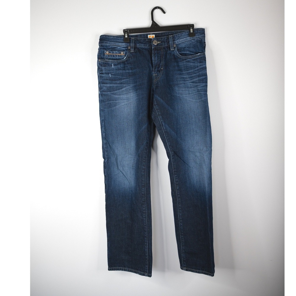 Hugo Boss Orange Jeans Mens 36/32 Blue Excellent Regular Fit Straight Leg Denim